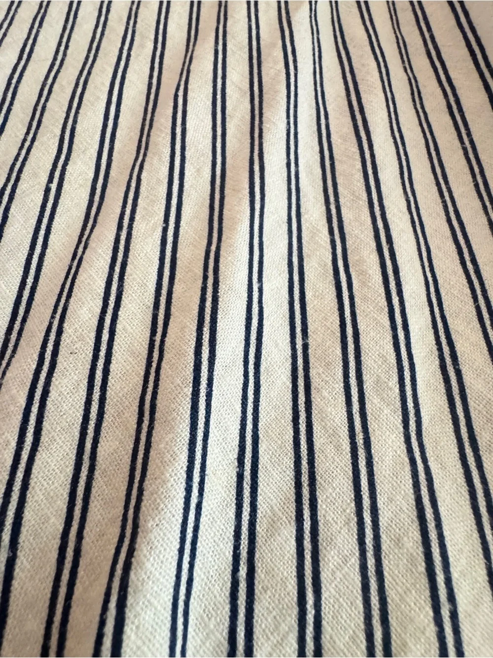 A New Day Linen Blend Midi Skirt Medium Navy Stripe A-Line Pull On Coastal - Picture 3 of 7